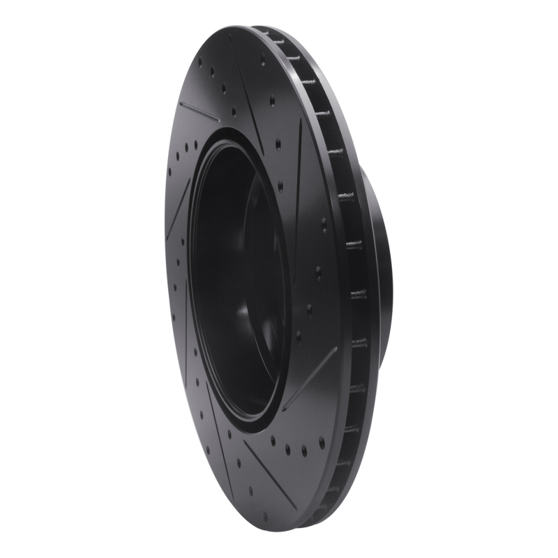 BMW X6 Brake Rotor (1) - Rear Left - R1 Concepts - Drilled & Slotted - Black - `07-`19